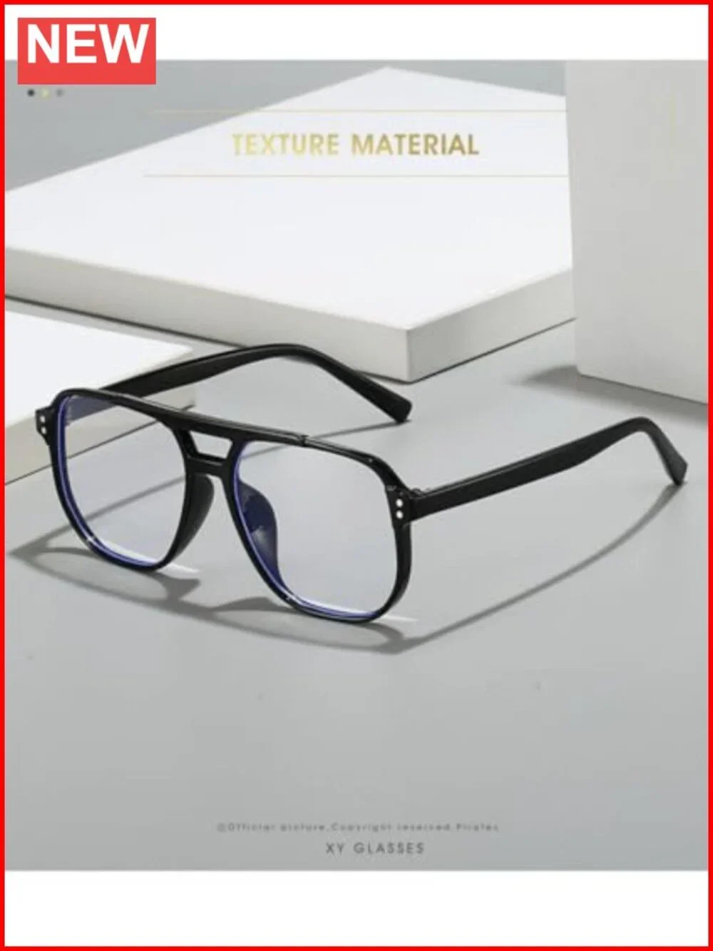 Retro Square Aviator Sunglasses Blue Light Blocking Oversized Eyeglasses